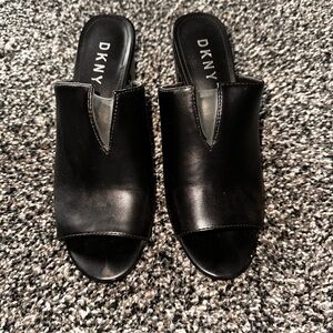 DKNY Black Open-Toe Mules